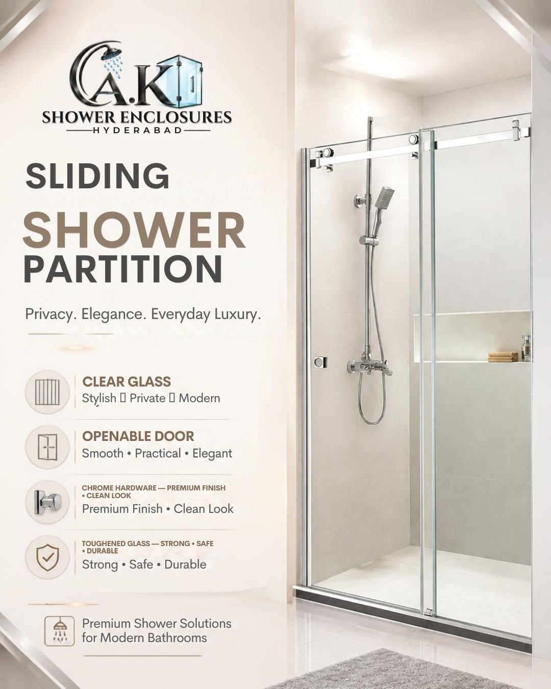 Fluted Glass Shower Partition